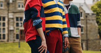friends wearing rugby tops in different colours