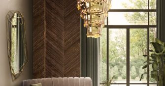 Interior design with chandelier light