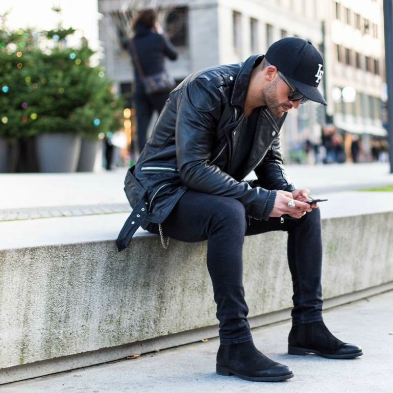 suede black chelsea boots for men