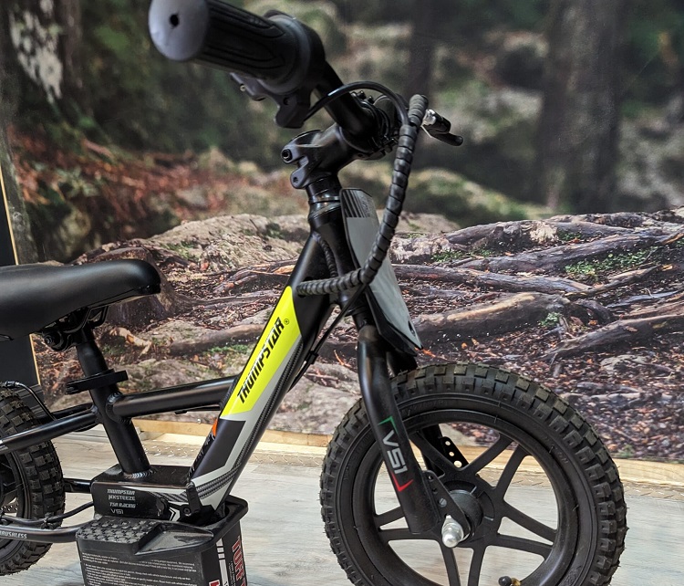 close up of kids electric bike