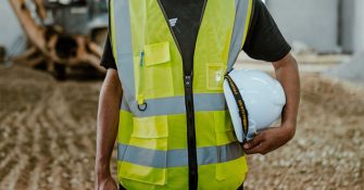 man wearing hi vis vest